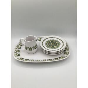 Noritake Progression Palos Verde 1 Serving & 4 Salad Plates & Creamer Excellent!